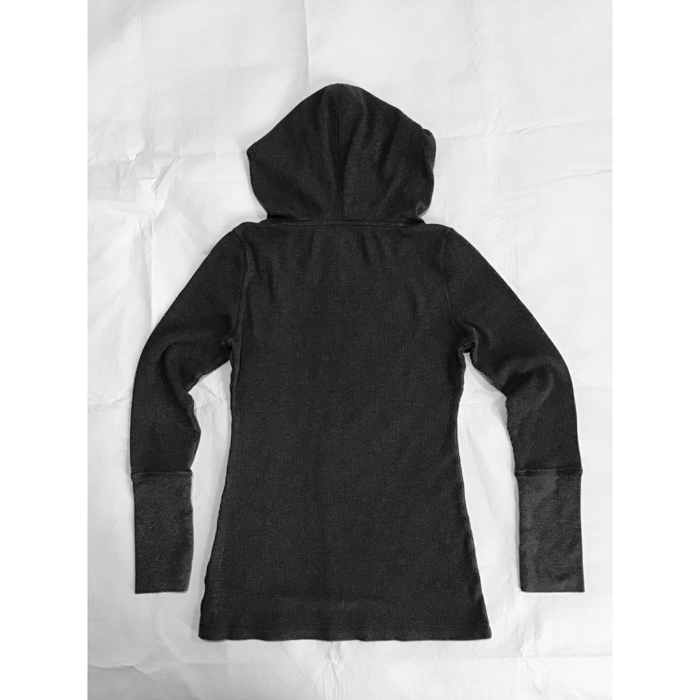 Calvin Klein Performance Womens Gray Waffle Knit Hoodie Thumbhole Thermal Top S - Picture 3 of 3